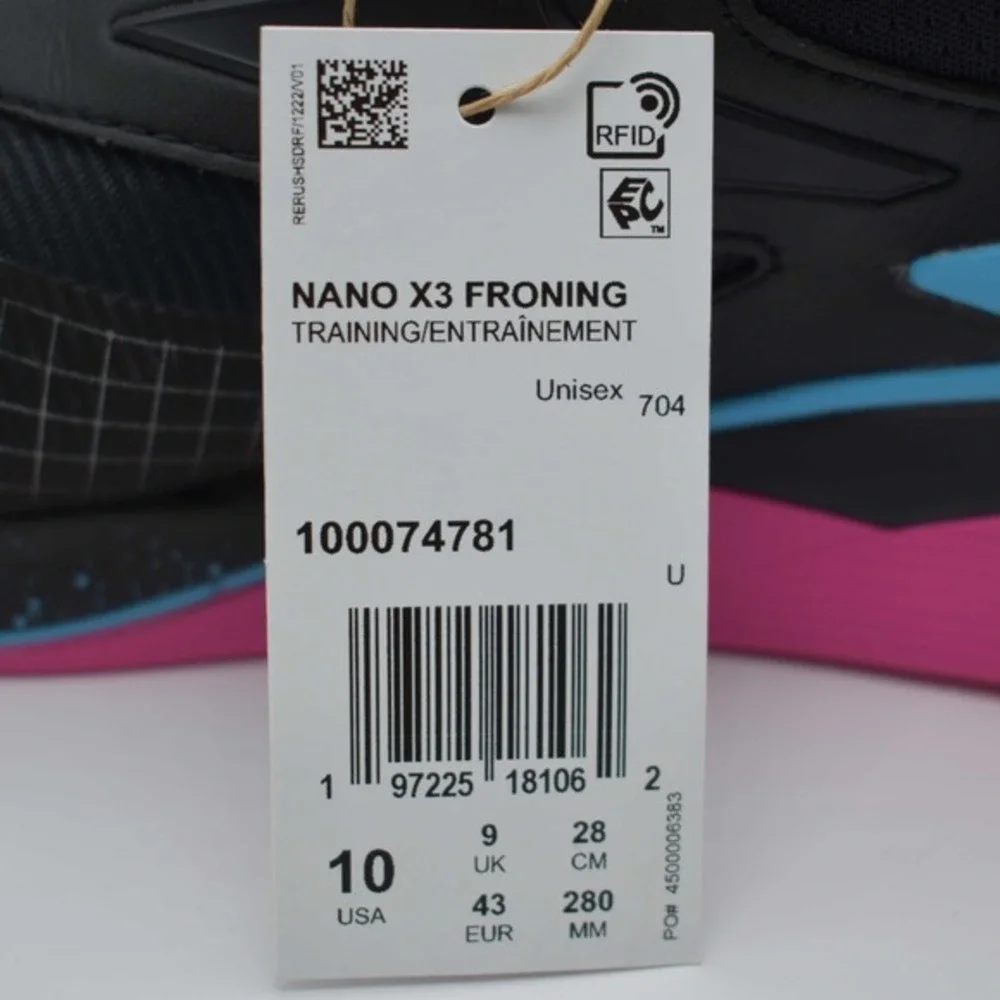 Reebok Nano X3 Froning Training Shoes Sneakers Men's Size 10 Black Pink Cyan NEW